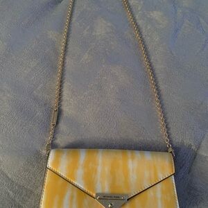 Michael Kors Yellow and White Crossbody Bag with Chain Strap